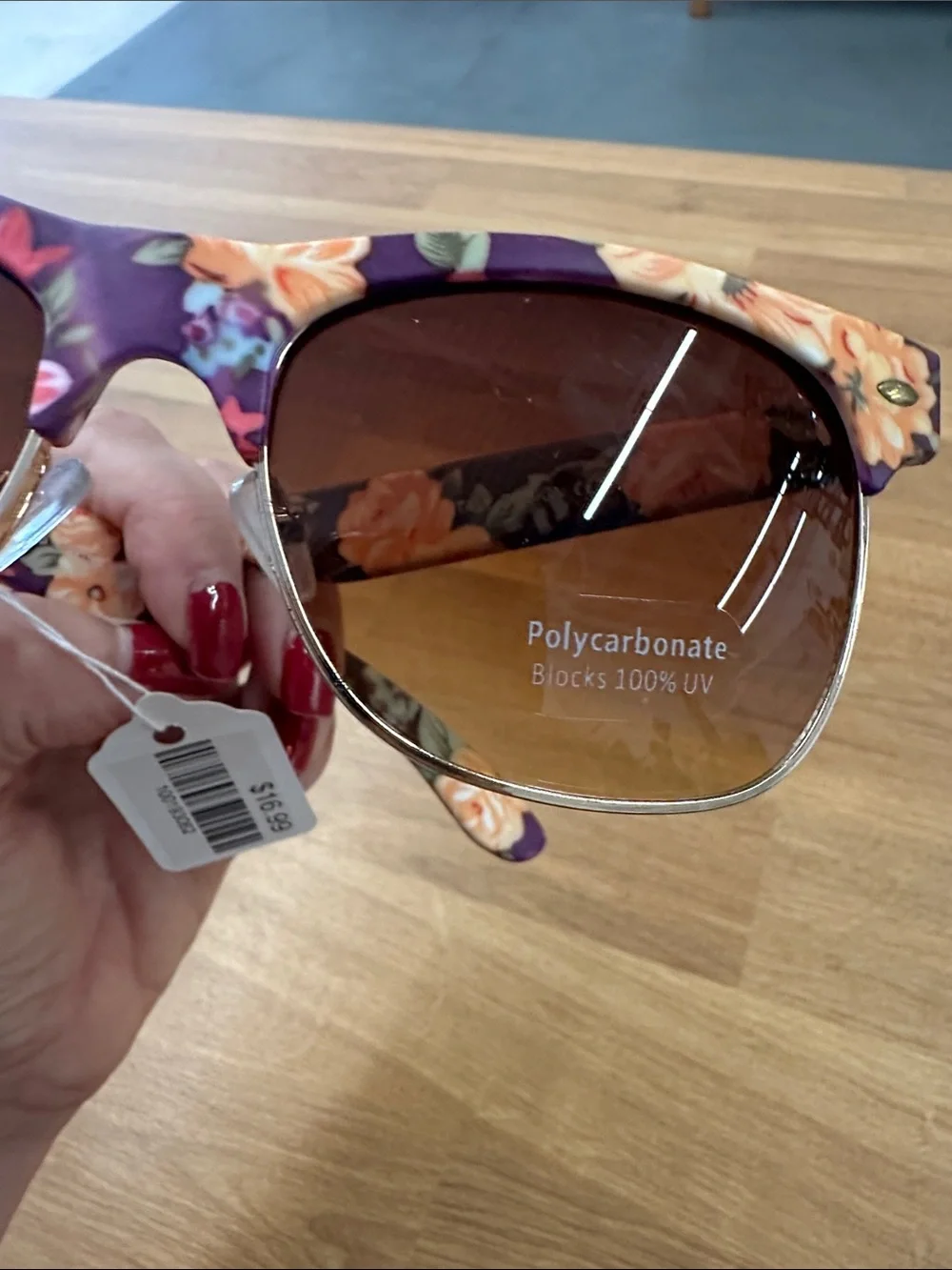 Floral Pattern Women's Sunglasses - Purple/Orange